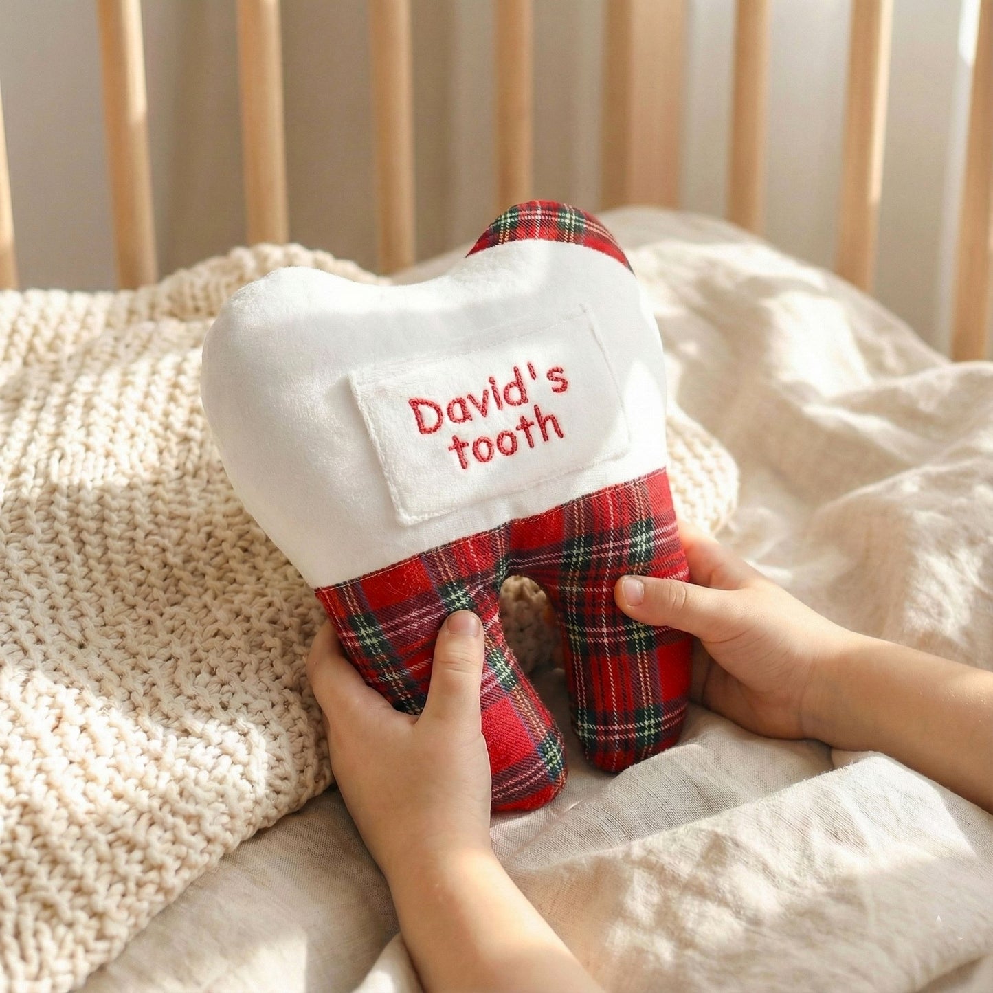Personalized Tooth Fairy Pillow for Boys - Handmade Plush Keepsake with Pocket & Name Customization