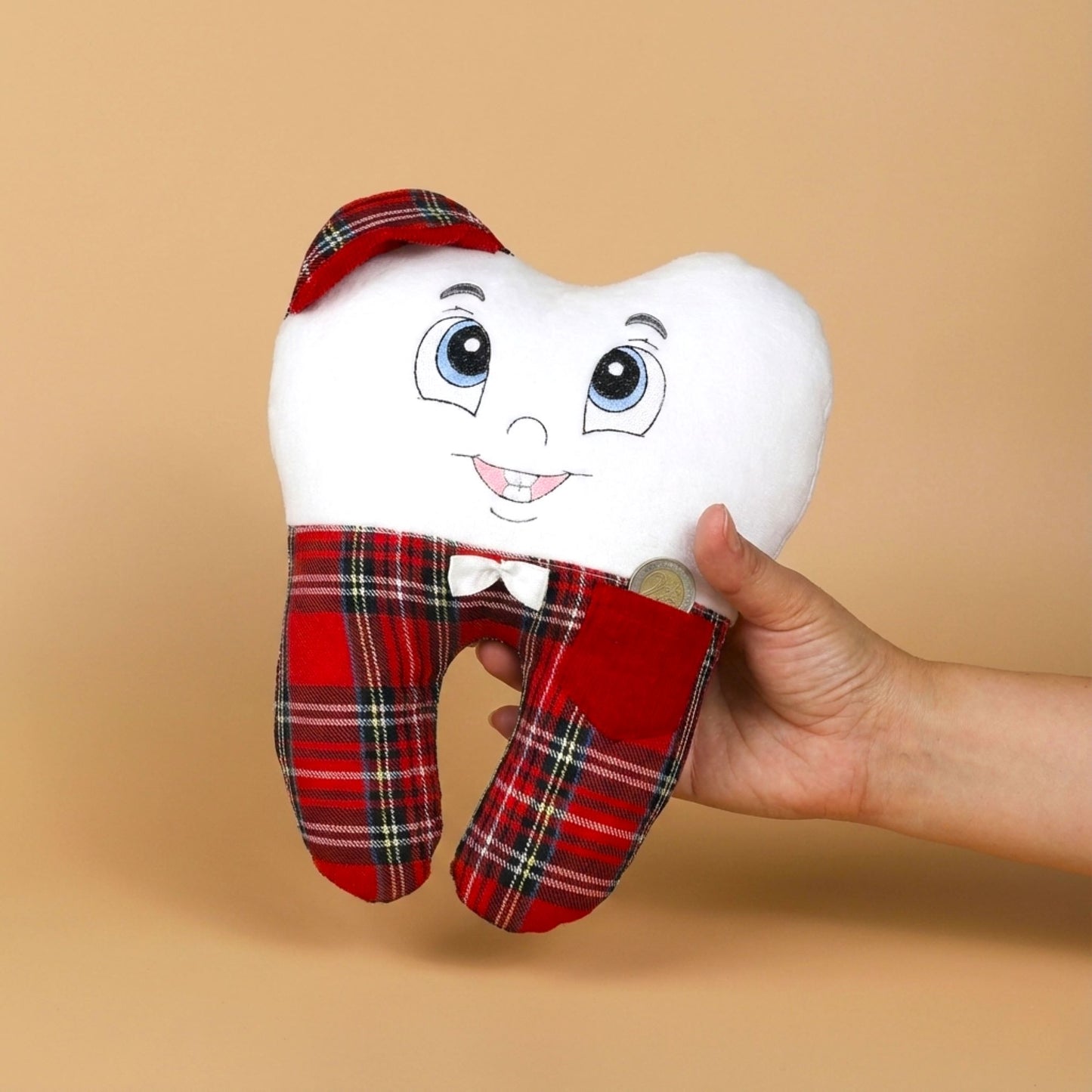 Personalized Tooth Fairy Pillow for Boys - Handmade Plush Keepsake with Pocket & Name Customization
