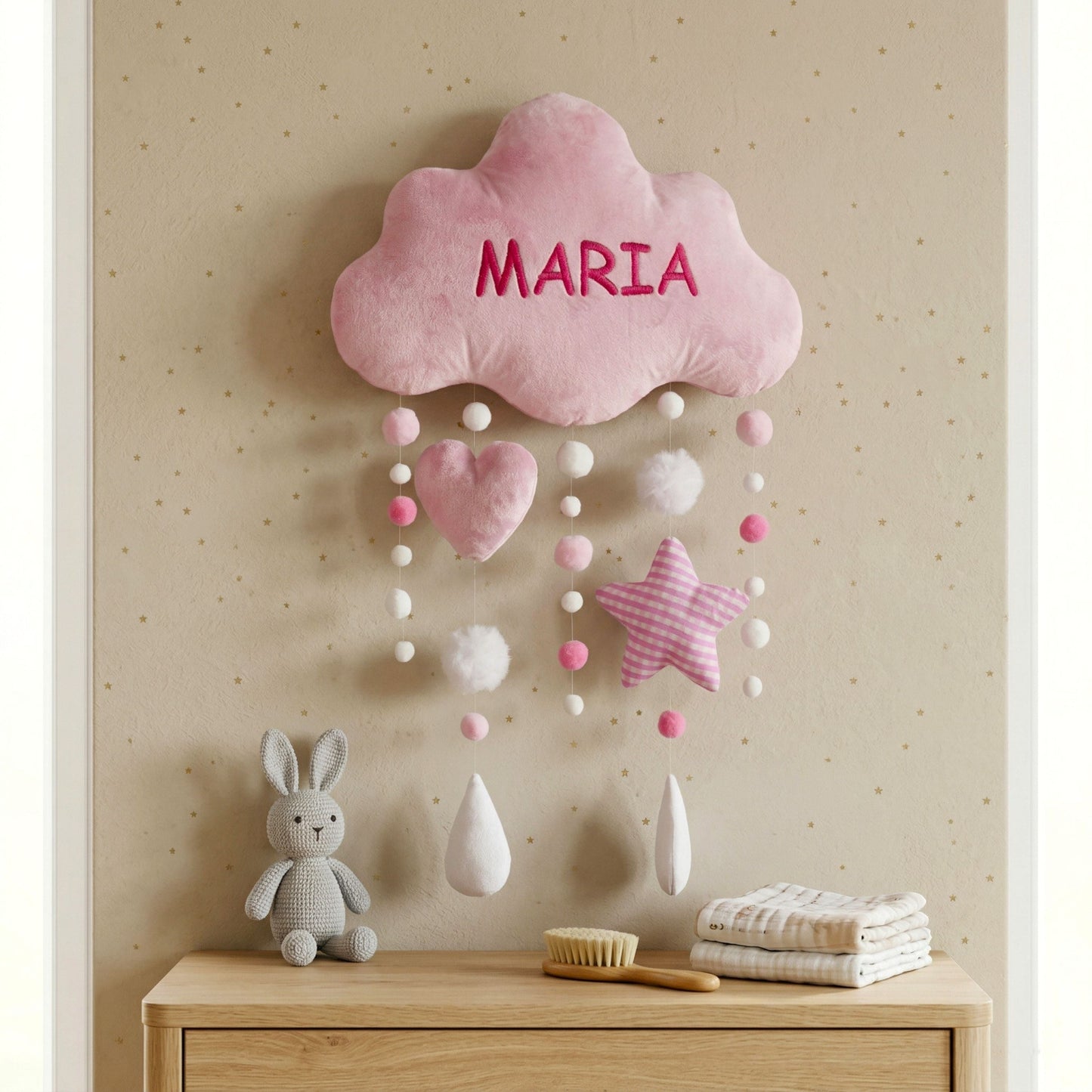 Pink cloud-shaped Nursery Wall Hanging