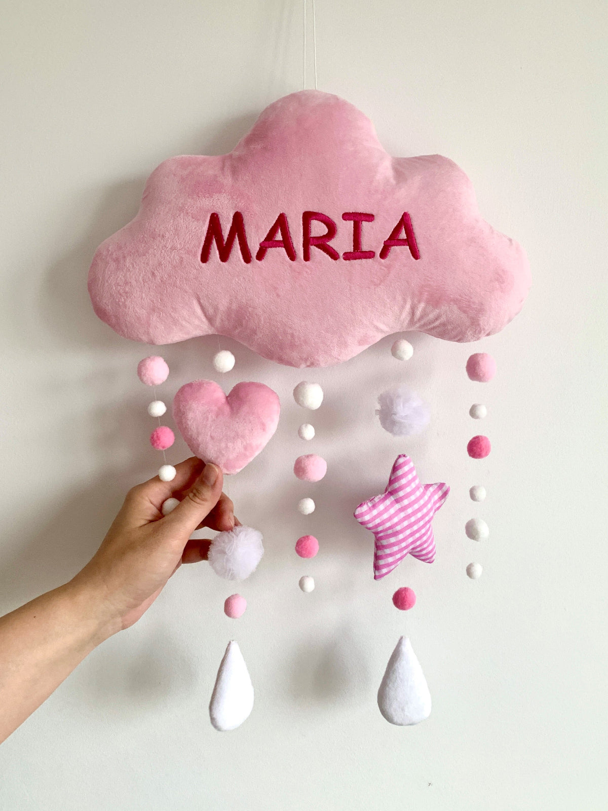Pink cloud stars heart nursery decor